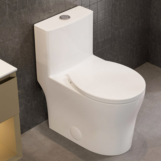 Casta Diva Round One-Piece Toilet with Soft Close Toilet Seat, 12'' Rough-in, High Efficiency Flush CD-T003