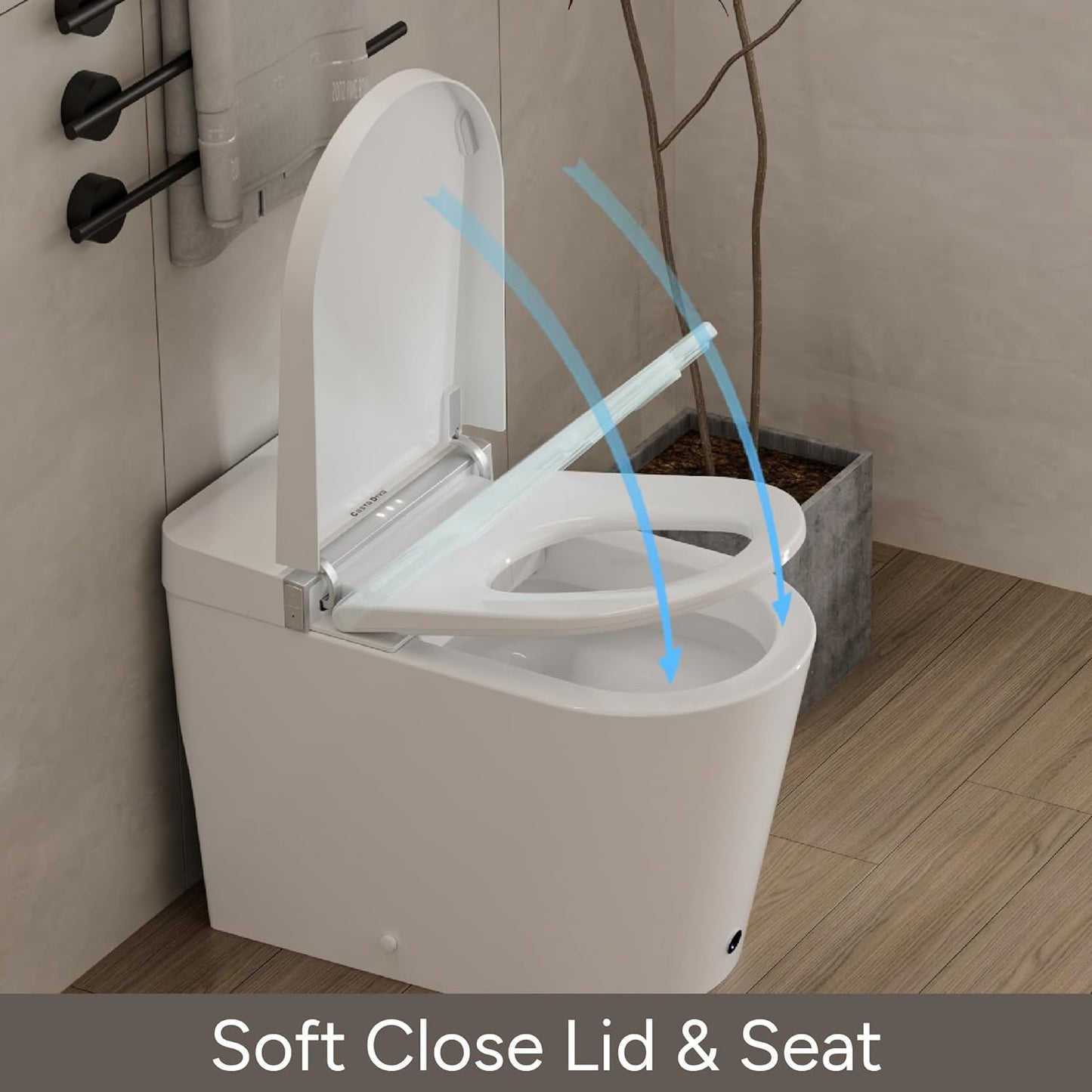 Smart Toilet with Wider Heated Seat Warm Water Bidet Foot Sensor Auto Flushing, 1.28GPF CD-K020