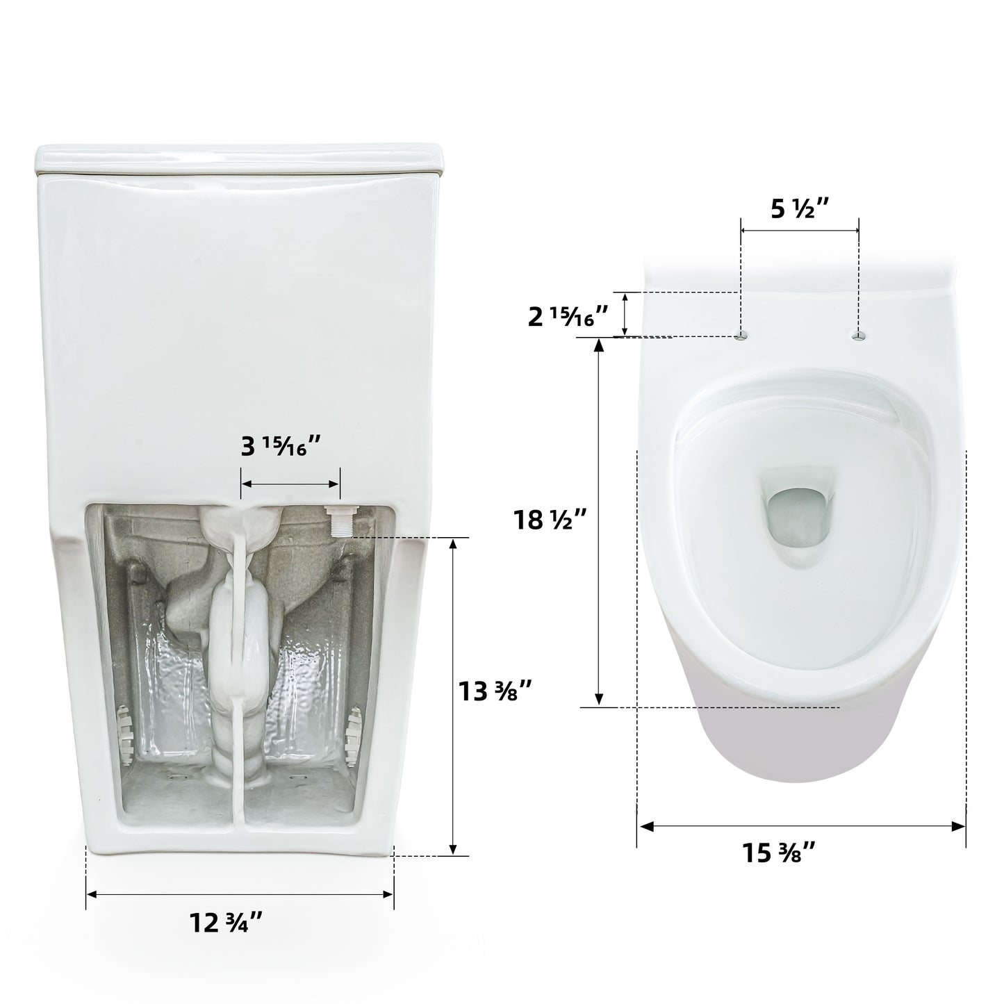 Casta Diva Elongated One-Piece Toilet Dual Flush Skirted Toilet with Soft Close Toilet Seat, White CD-T001