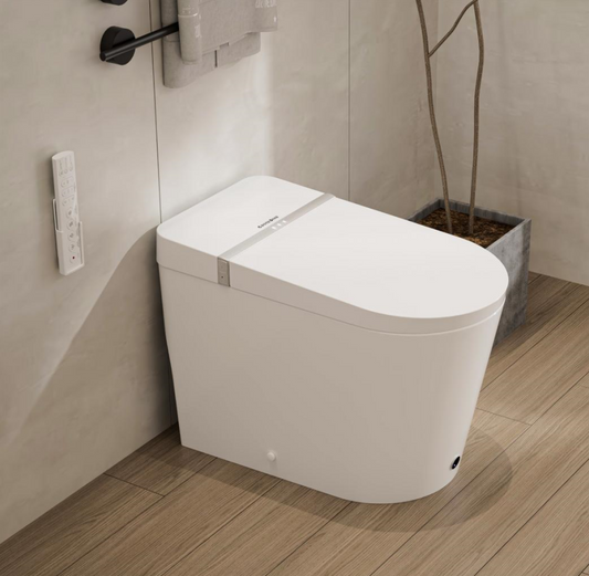 Smart Toilet with Wider Heated Seat Warm Water Bidet Foot Sensor Auto Flushing, 1.28GPF CD-K020