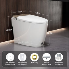 A100T-G Non-Electric Bidet Toilet, MAP 1000g Powerful Flush Smart Toilet with Lady/Rear Wash, Foot-kick Flush, ADA Comfort Seat Height (Power Free)