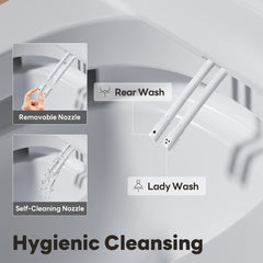 A100T-S Non-Electric Bidet Toilet, MAP 1000g Powerful Flush Smart Toilet with Lady/Rear Wash, Foot-kick Flush, ADA Comfort Seat Height (Power Free)