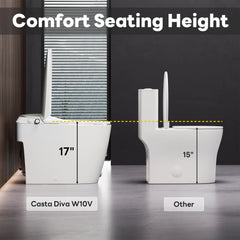 A100T-S Non-Electric Bidet Toilet, MAP 1000g Powerful Flush Smart Toilet with Lady/Rear Wash, Foot-kick Flush, ADA Comfort Seat Height (Power Free)