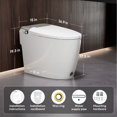 A100T-S Non-Electric Bidet Toilet, MAP 1000g Powerful Flush Smart Toilet with Lady/Rear Wash, Foot-kick Flush, ADA Comfort Seat Height (Power Free)