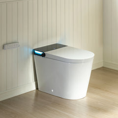 ADA Comfort Height Smart Bidet Toilet with Auto Open/Flush, Auto Temp Adjust/Foam Shield, 1.06 GPF, Remote Control