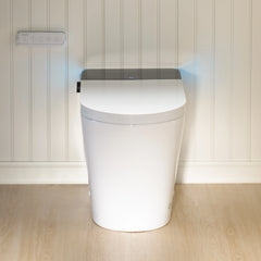 ADA Comfort Height Smart Bidet Toilet with Auto Open/Flush, Auto Temp Adjust/Foam Shield, 1.06 GPF, Remote Control