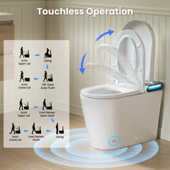ADA Comfort Height Smart Bidet Toilet with Auto Open/Flush, Auto Temp Adjust/Foam Shield, 1.06 GPF, Remote Control