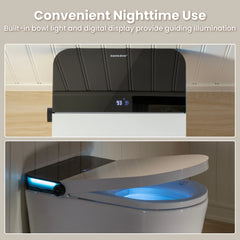 ADA Comfort Height Smart Bidet Toilet with Auto Open/Flush, Auto Temp Adjust/Foam Shield, 1.06 GPF, Remote Control