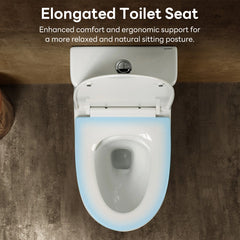 CASTA DIVA CD-T006 – One-Piece Elongated Toilet with ADA-Compliant, Dual Flush High Efficiency 1.0/1.28 GPF & MAP 1000g, 12'' Rough-in, White