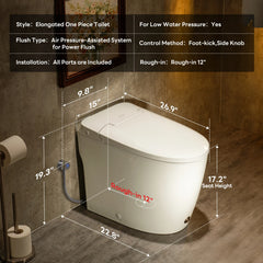 CASTA DIVA CD-W001 – One-Piece ADA Non-Electric Toilet with Air-Assisted Flush & Seamless Design