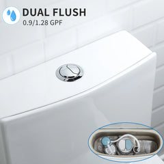 Casta Diva Round Toilet White 1-Piece Toilet for Small Bathrooms, Power Dual Flush and MAP 1000g (Seat Included), 12'' Rough-in