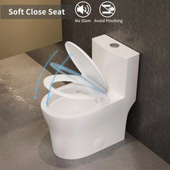 Casta Diva Round Toilet White 1-Piece Toilet for Small Bathrooms, Power Dual Flush and MAP 1000g (Seat Included), 12'' Rough-in