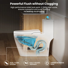 CASTA DIVA CD-T005C Elongated Non-Electric Bidet Toilet | Dual Flush, Adjustable Wash, Soft Close, Easy Install