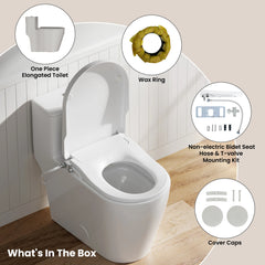 CASTA DIVA CD-T005C Elongated Non-Electric Bidet Toilet | Dual Flush, Adjustable Wash, Soft Close, Easy Install
