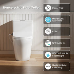 CASTA DIVA CD-T005C Elongated Non-Electric Bidet Toilet | Dual Flush, Adjustable Wash, Soft Close, Easy Install