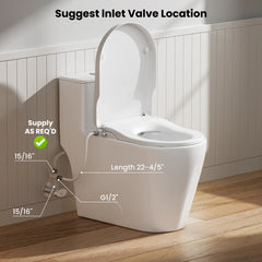 CASTA DIVA CD-T005C Elongated Non-Electric Bidet Toilet | Dual Flush, Adjustable Wash, Soft Close, Easy Install
