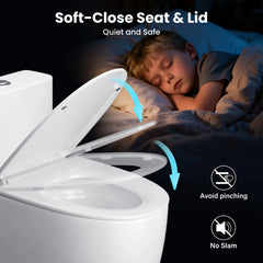 One-Piece Elongated Toilet, 17.5" ADA Comfort Height, 1.0/1.28 GPF Dual Flush, MaP 1000g, Soft Close Seat, White CD-T006