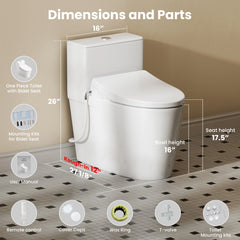 CASTA DIVA CD-Y020 – Electric Bidet Toilet with Heated Seat, Warm Water Wash & Warm Air Dryer