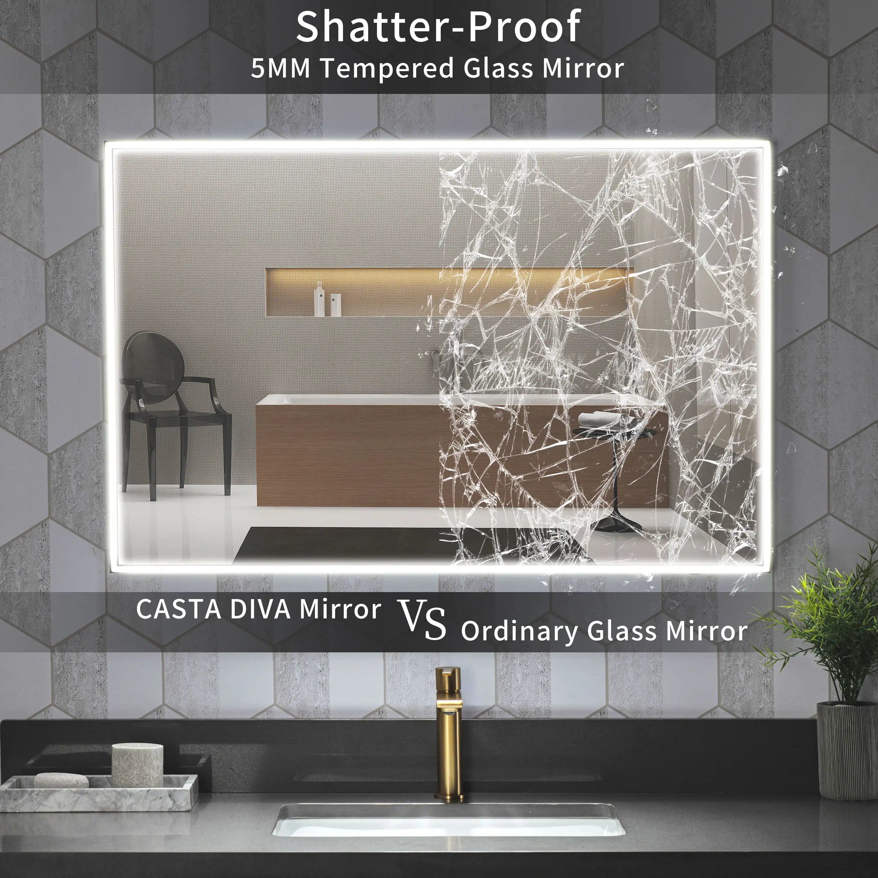 Casta Diva Framed LED Bathroom Vanity Mirror CD-LM01-10