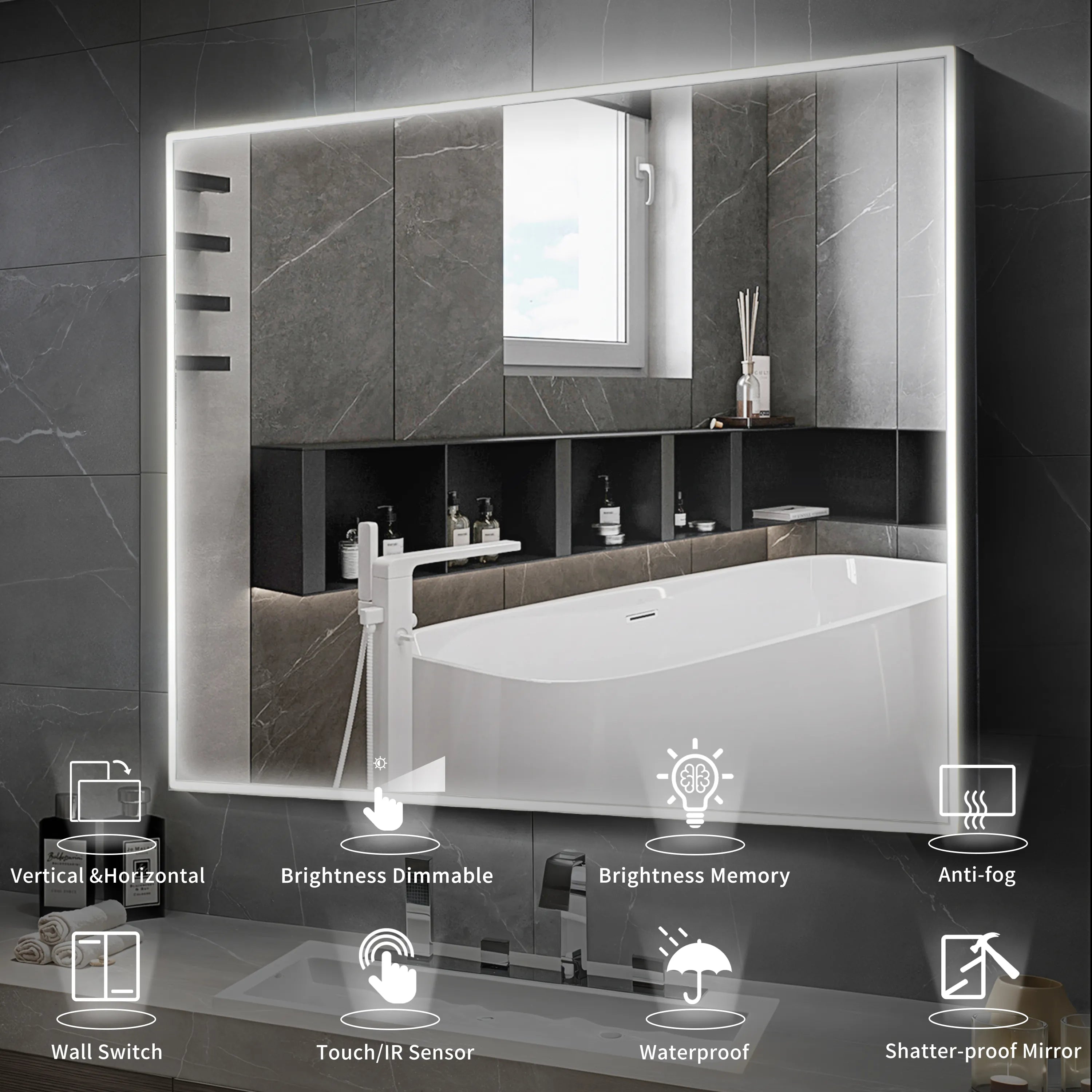 Casta Diva Framed LED Bathroom Vanity Mirror CD-LM01-9