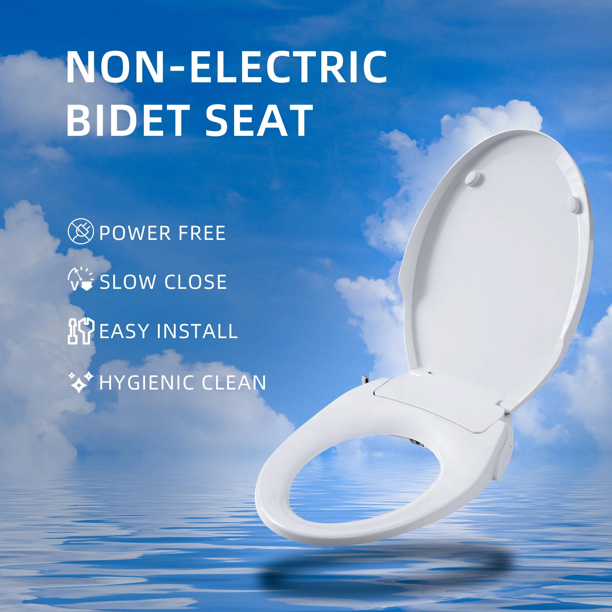 Non-electric bidet seat providing rear and feminine wash modes on Casta Diva toilet, model CD-BT04