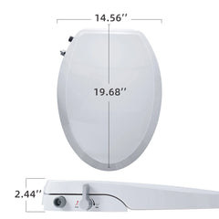 Seat cover dimensions diagram for Casta Diva non-electric bidet toilet, model CD-BT04