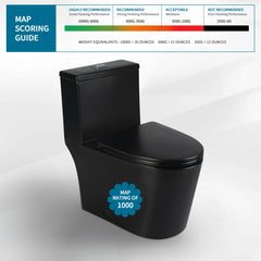 High-efficiency flush performance with 1000 gram MaP score on Casta Diva black one-piece toilet, model CD-T002