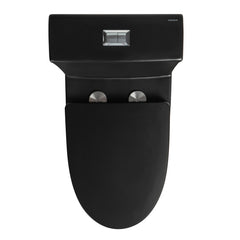 Top-down view of Casta Diva elongated black toilet showing full bowl and seat design, model CD-T002