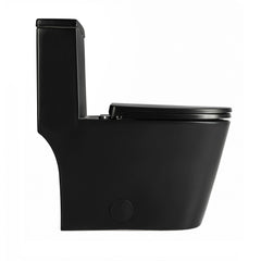 Side profile of Casta Diva modern black one-piece toilet with 12-inch rough-in, model CD-T002