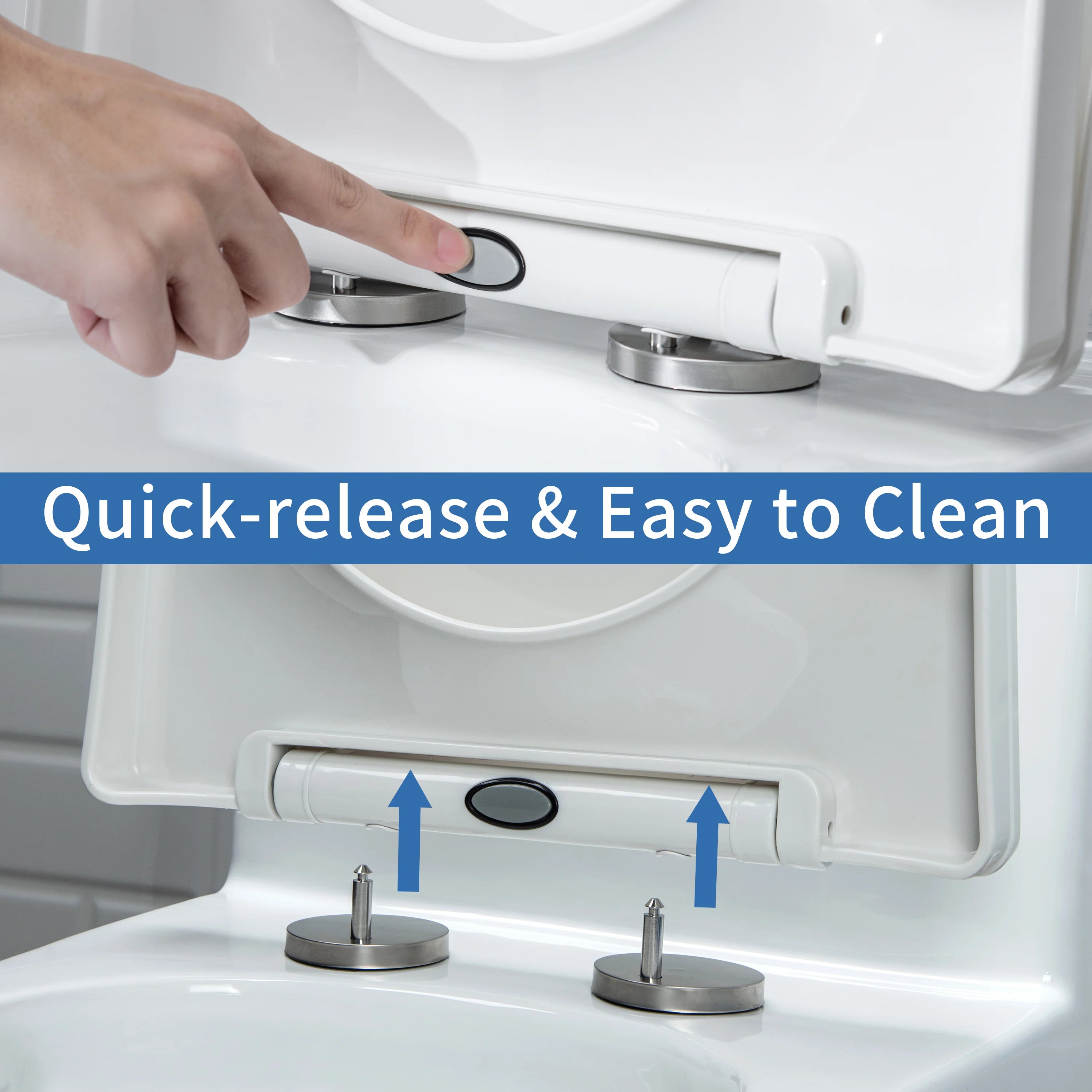 Soft-close seat with quick-release mechanism for fast installation on Casta Diva one-piece toilet, model CD-T001