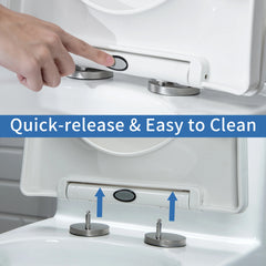 Soft-close seat with quick-release mechanism for fast installation on Casta Diva one-piece toilet, model CD-T001