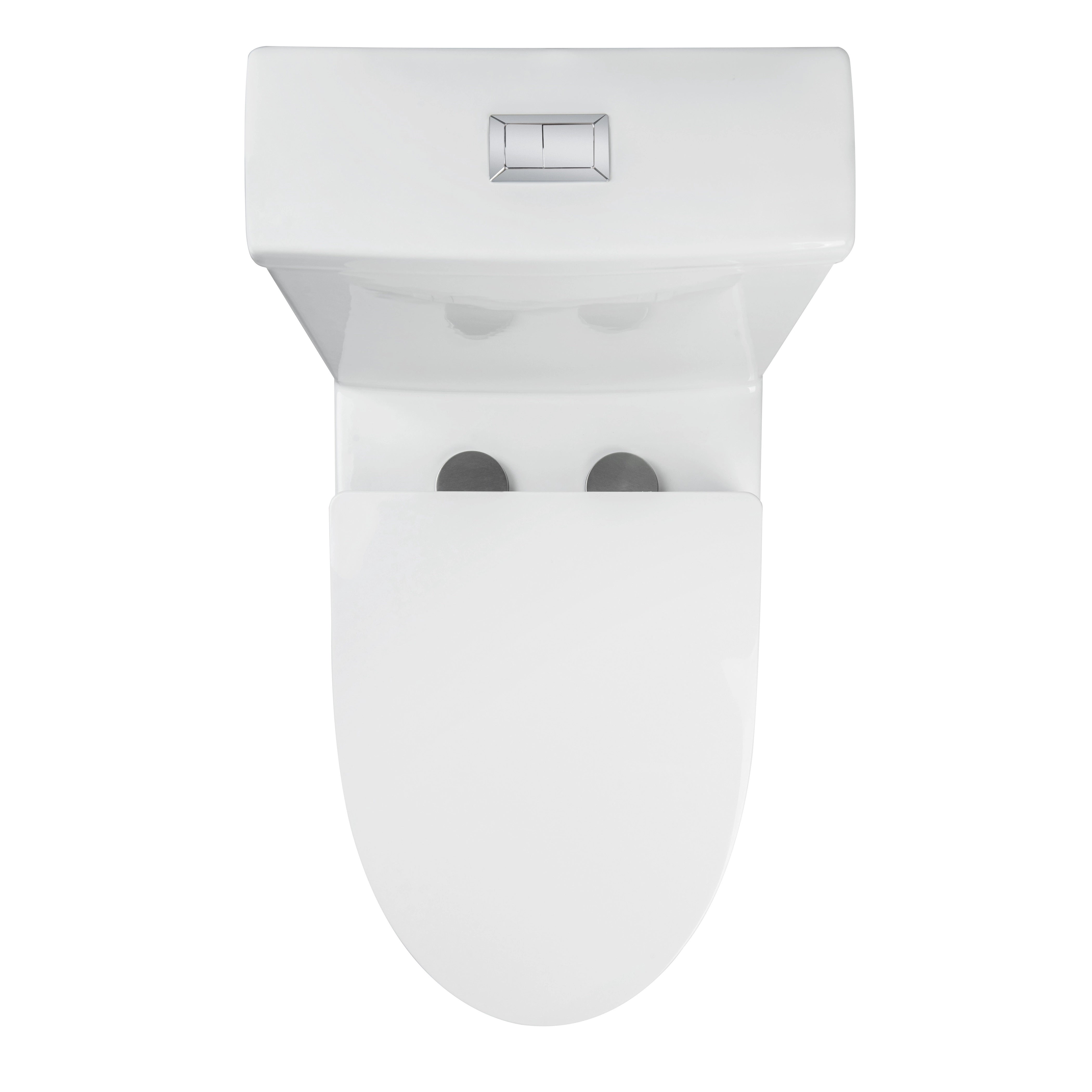 Top-down view of Casta Diva one-piece toilet showing elongated bowl and seat shape, model CD-T001