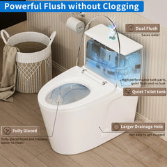 Powerful dual flush system demonstration of Casta Diva elongated one-piece toilet, model CD-T004