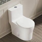Left side view of Casta Diva one-piece round toilet with dual flush and 12-inch rough-in, model CD-T003