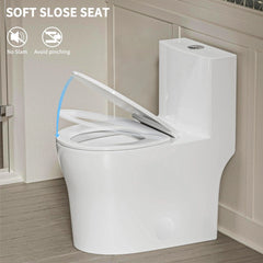 Soft-close seat and lid feature on Casta Diva compact one-piece round toilet, model CD-T003