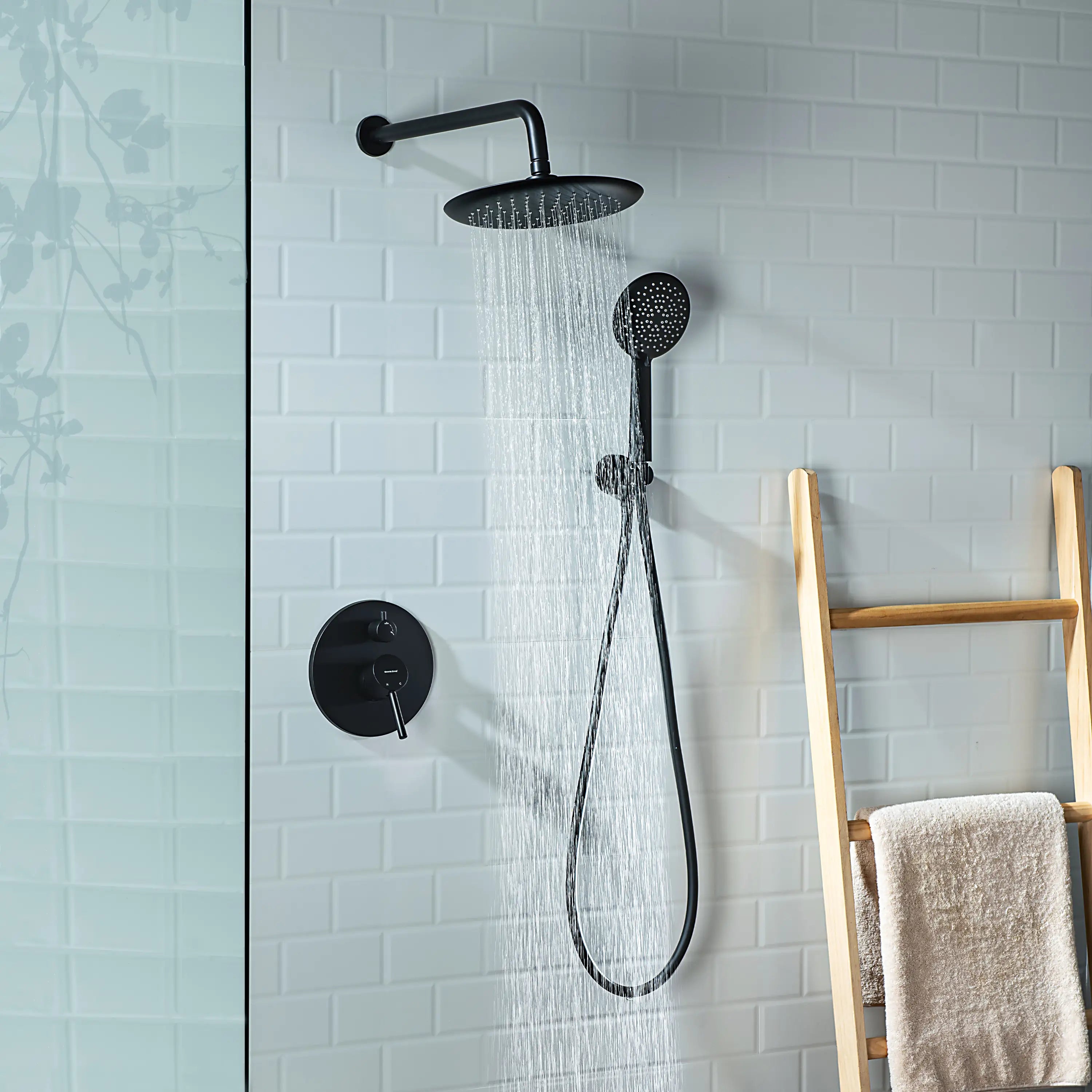 Casta Diva Rain Shower Head with Handheld Spray, Round, Black CD-S01B-2