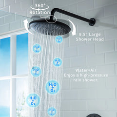 Casta Diva Rain Shower Head with Handheld Spray, Round, Black CD-S01B-3