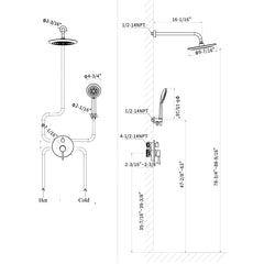 Casta Diva Rain Shower Head with Hand held Spray_Round_Black CD-S01B-7
