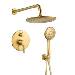 Casta Diva Rain Shower Head with Handheld Spray, Round, Brushed Gold CD-S01G-1