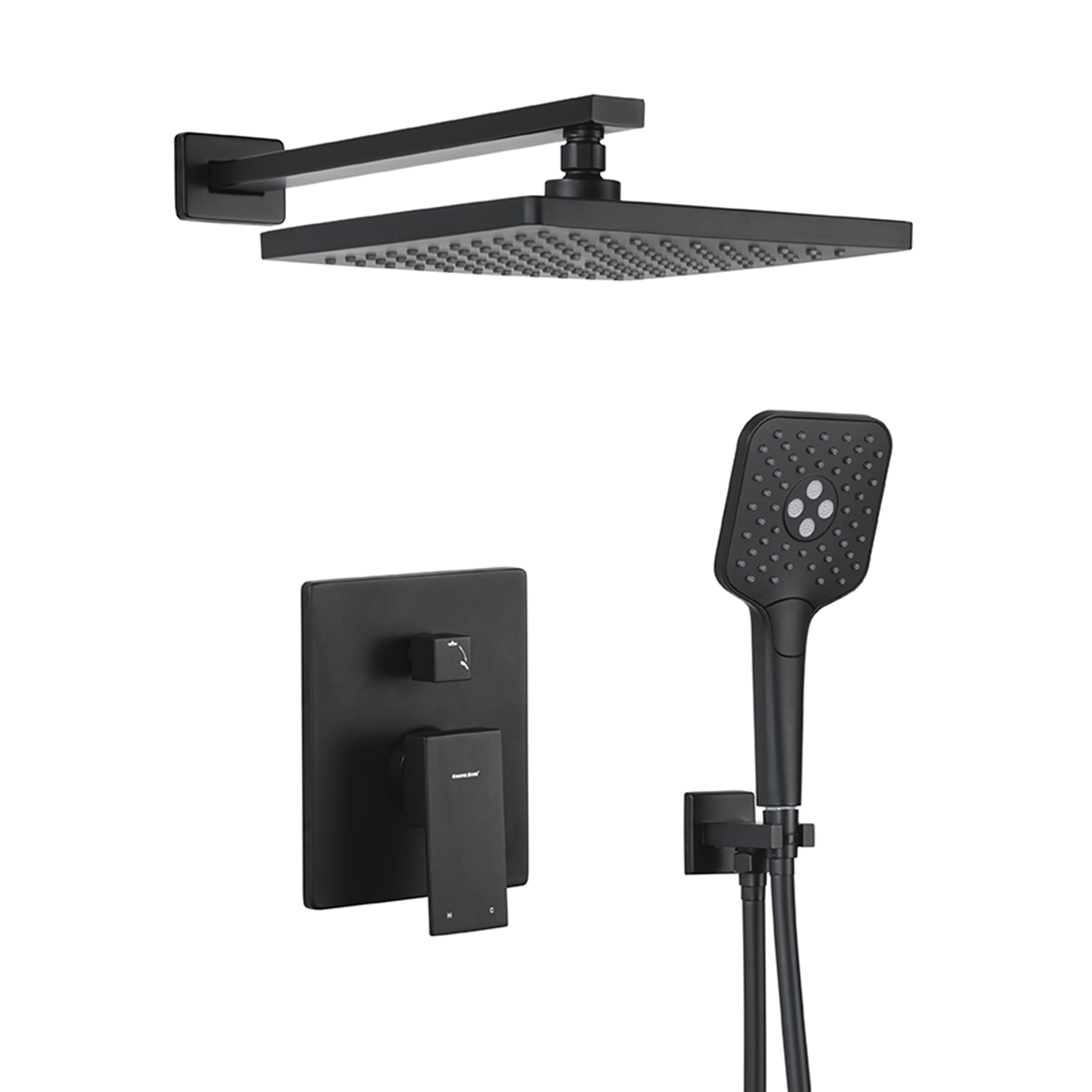 Casta Diva Rain Shower Head with Handheld Spray, Square, Black CD-S02B-1