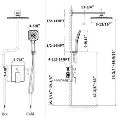 Casta Diva Rain Shower Head with Handheld Spray, Square, Black CD-S02B-10