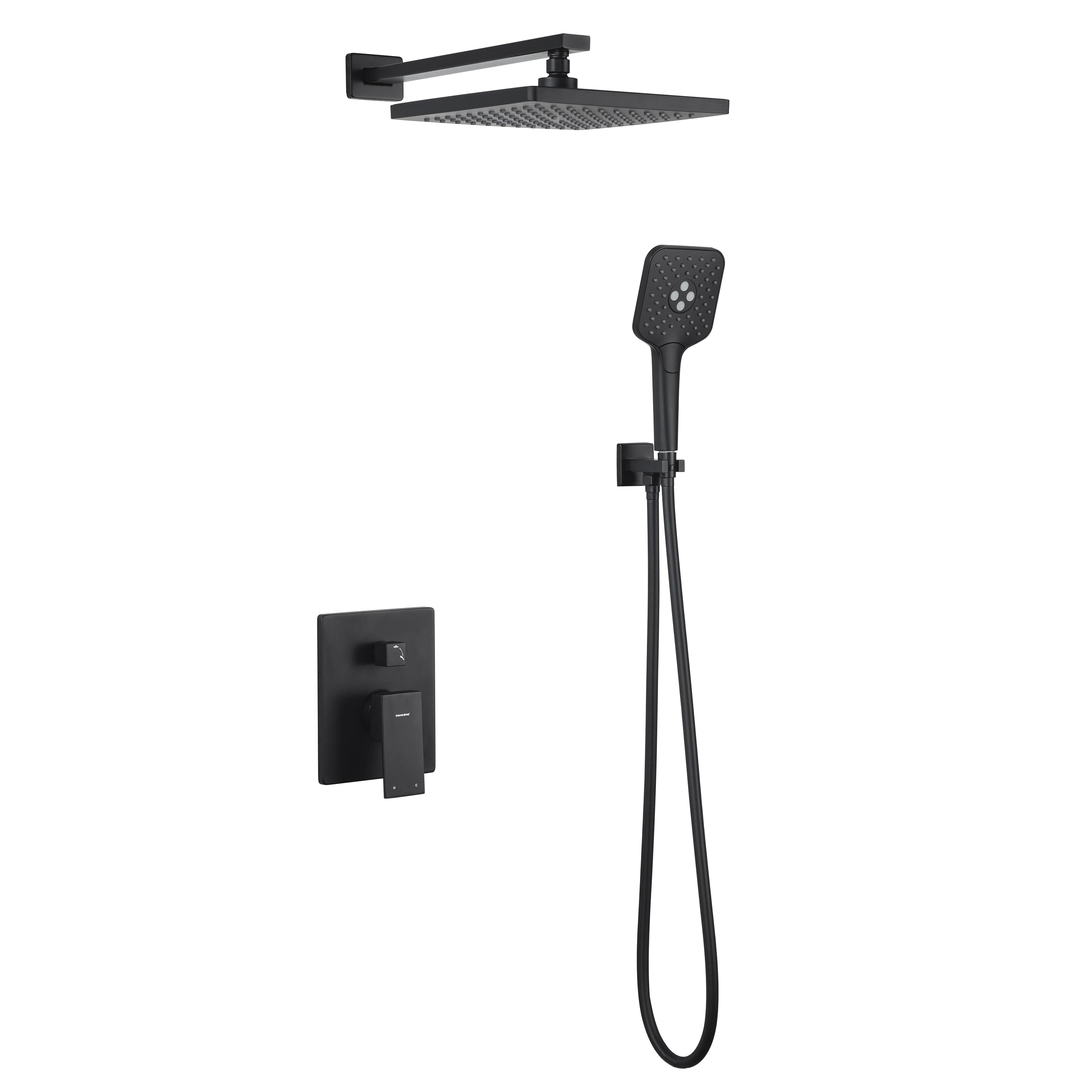 Casta Diva Rain Shower Head with Handheld Spray, Square, Black CD-S02B-2