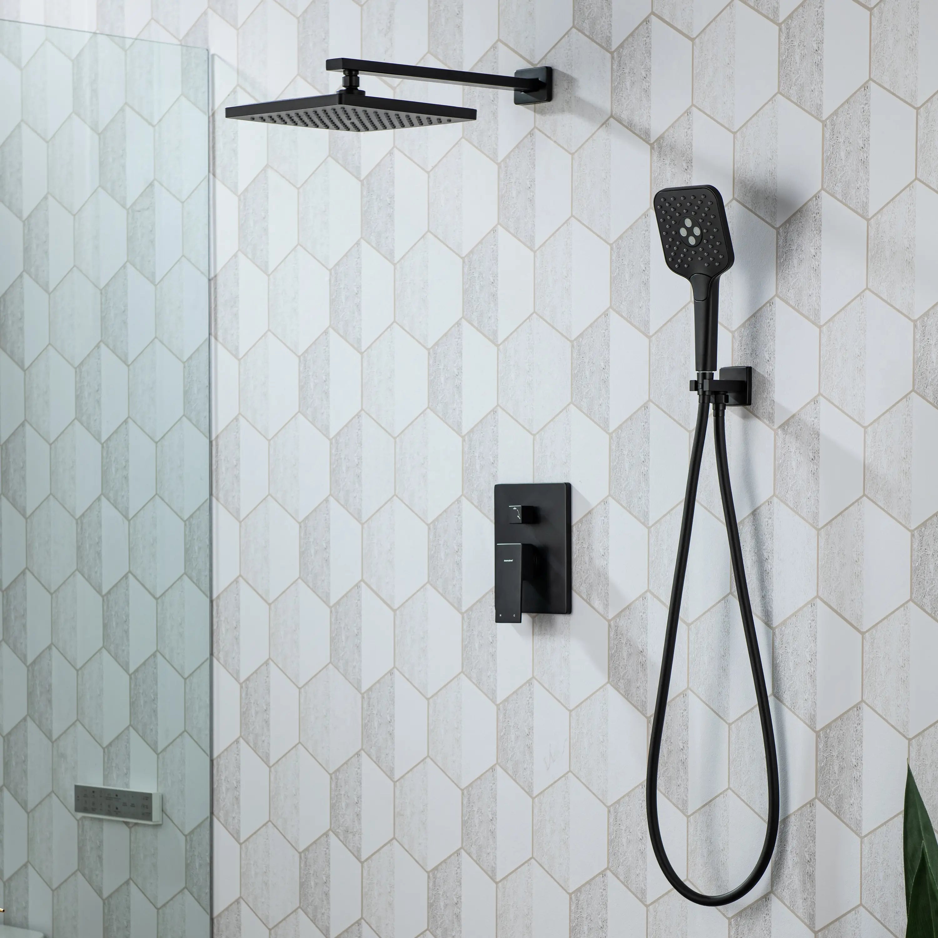 Casta Diva Rain Shower Head with Handheld Spray, Square, Black CD-S02B-3