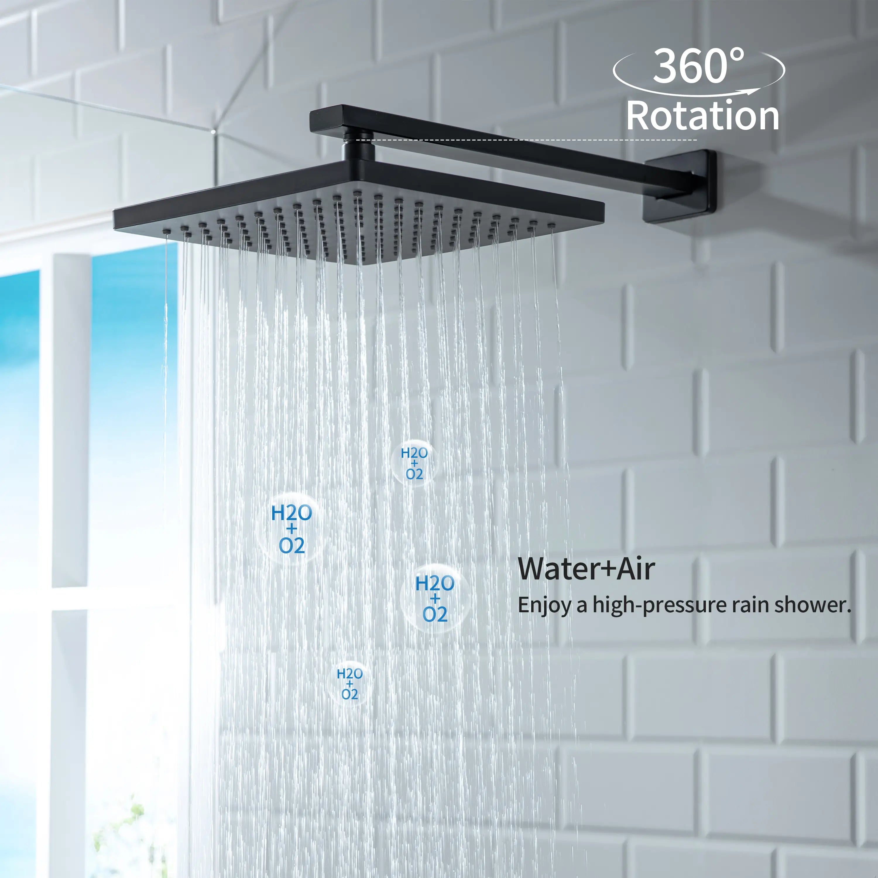 Casta Diva Rain Shower Head with Handheld Spray, Square, Black CD-S02B-4