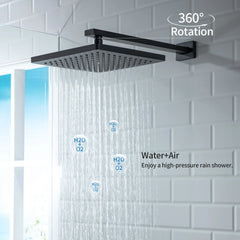 Casta Diva Rain Shower Head with Handheld Spray, Square, Black CD-S02B-4