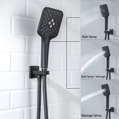 Casta Diva Rain Shower Head with Handheld Spray, Square, Black CD-S02B-5