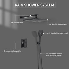 Casta Diva Rain Shower Head with Handheld Spray, Square, Black CD-S02B-8