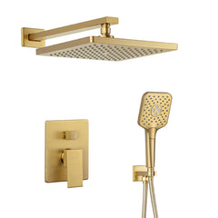 Casta Diva Rain Shower Head with Handheld Spray, Square, Brushed Gold CD-S02G-1