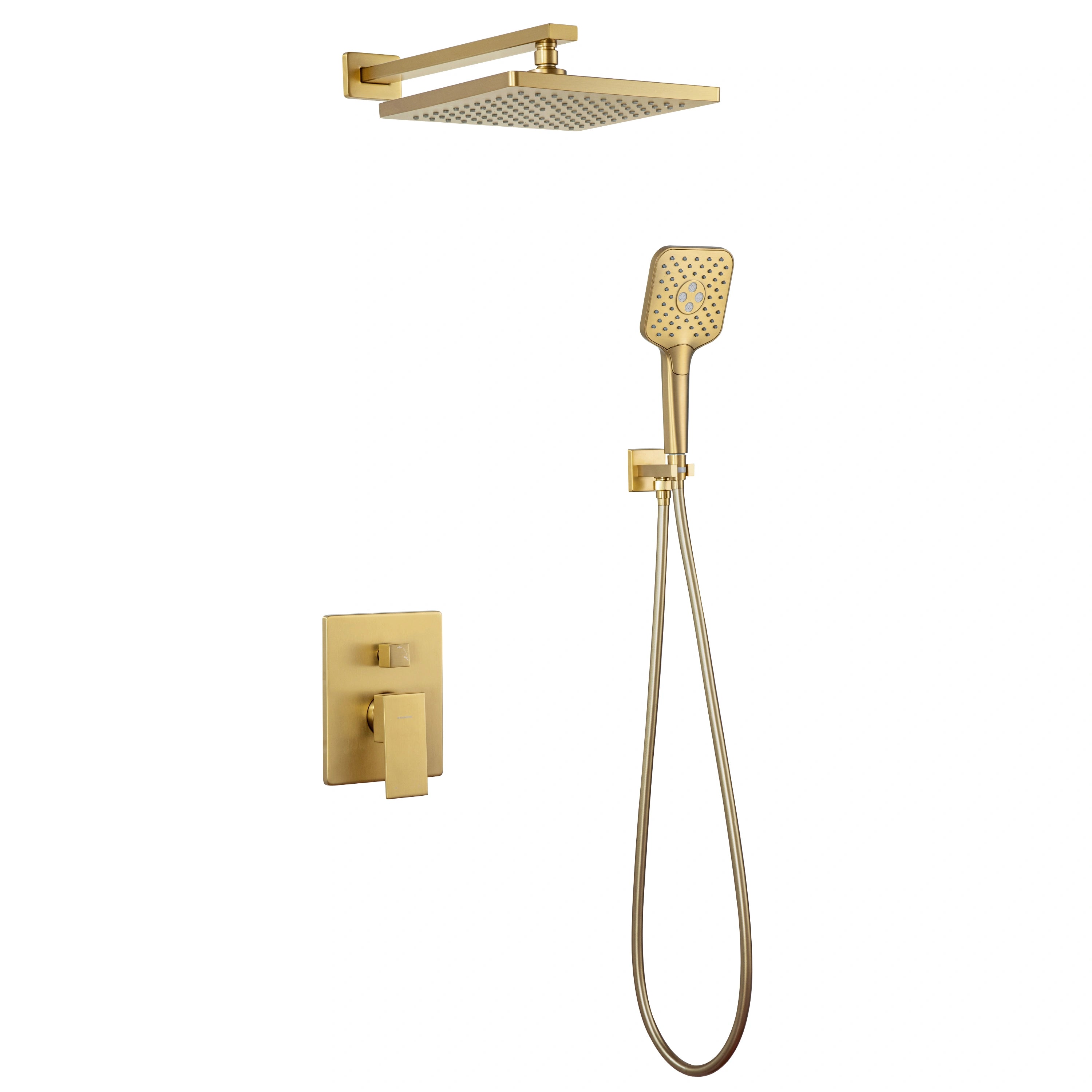 Casta Diva Rain Shower Head with Handheld Spray, Square, Brushed Gold CD-S02G-2