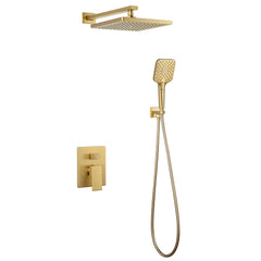 Casta Diva Rain Shower Head with Handheld Spray, Square, Brushed Gold CD-S02G-2